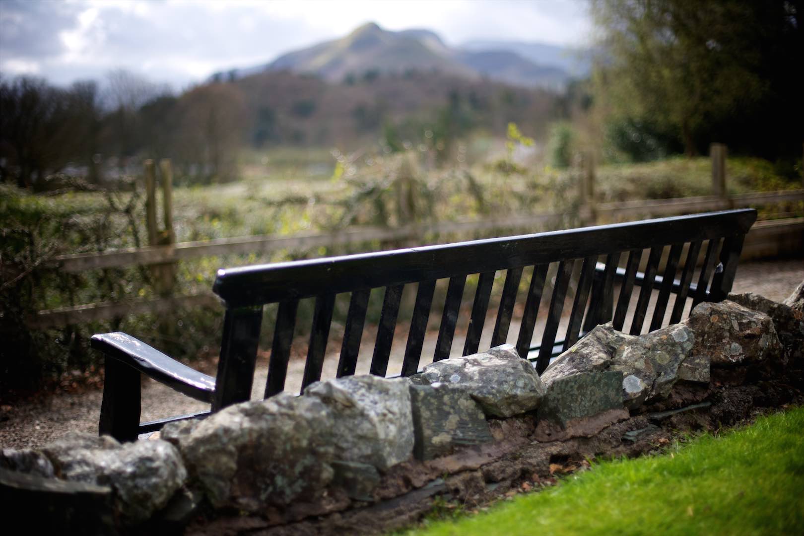 A bench with a stunning view looking down Borrowdale Valley